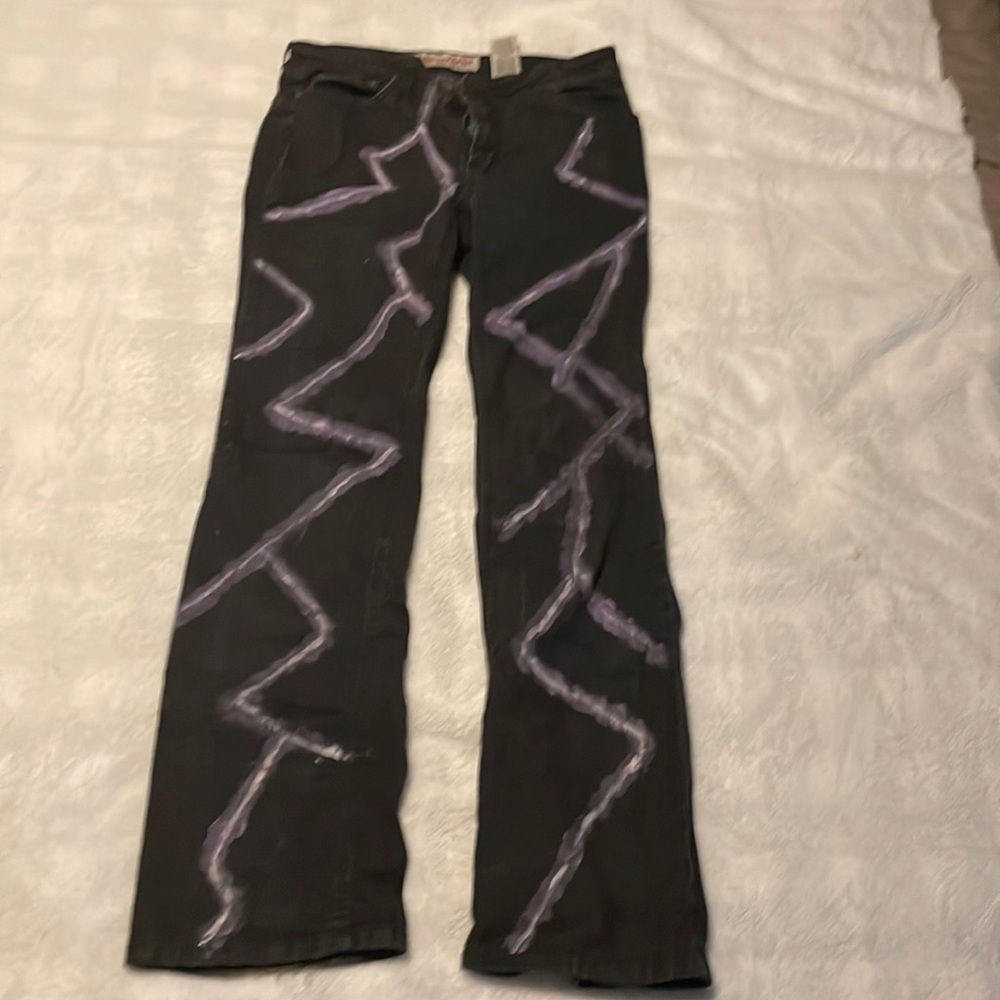 Women's Custom Painted Black Jeans
